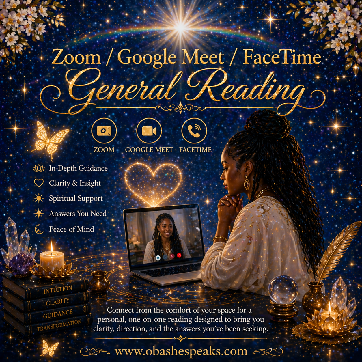 Zoom / Google Meet / FaceTime General Reading — 1 Hour — $120.20