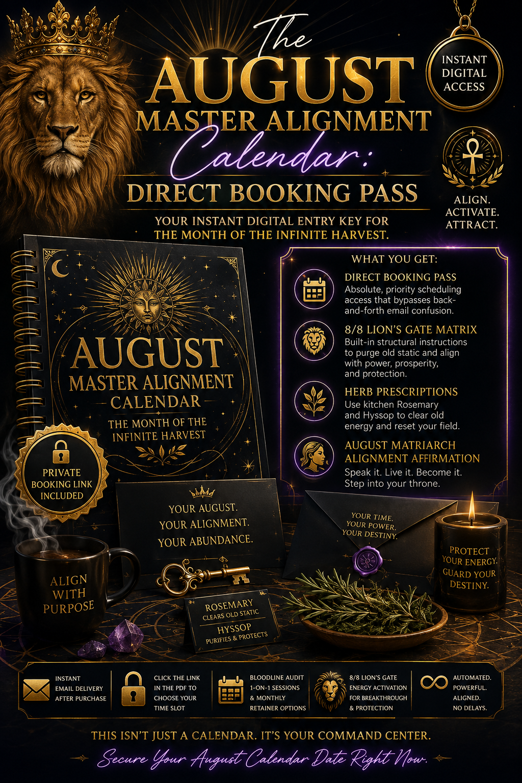 The August Master Alignment Calendar: Direct Booking Pass."