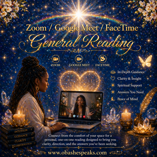 Zoom / Google Meet / FaceTime General Reading — 30 Minutes — $65.65