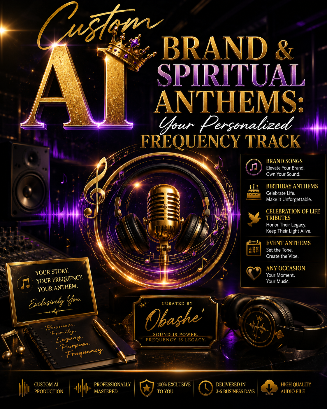 Custom AI Brand & Spiritual Anthems: Your Personalized Frequency Track